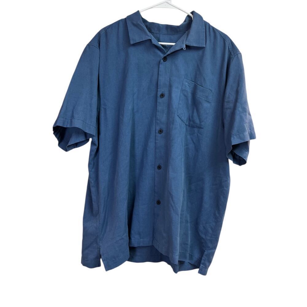 Tommy Bahama Men's Short Sleeve Blue Button Up Hawaiian Shirt XL